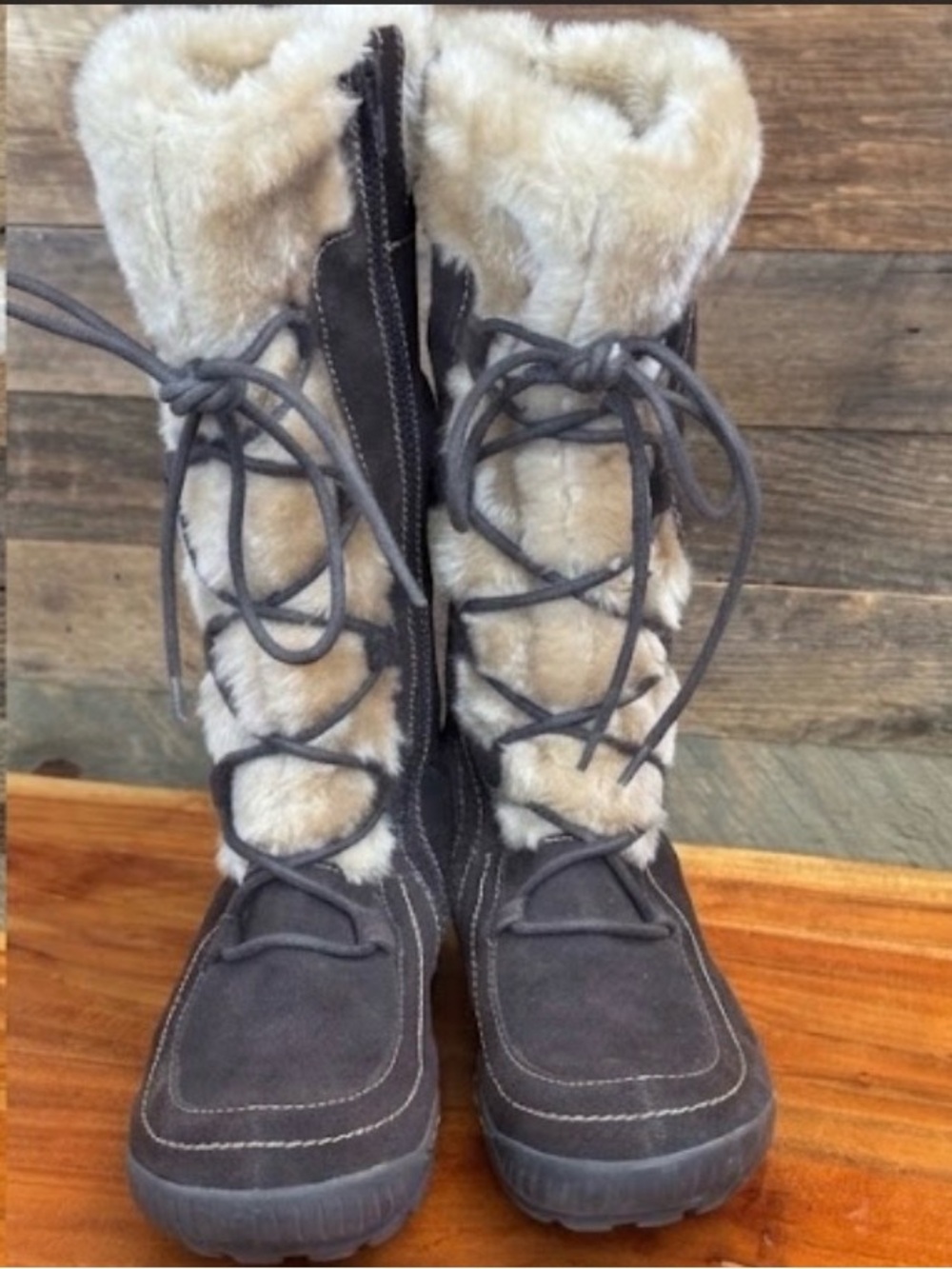 Naturalizer Devan Suede Leather Faux Fur Tall Winter Boots Size 6.5M NWOT